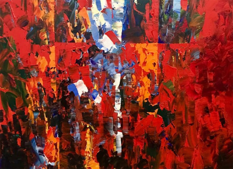 Tableau abstrait de l'artiste peintre Christian Bergeron